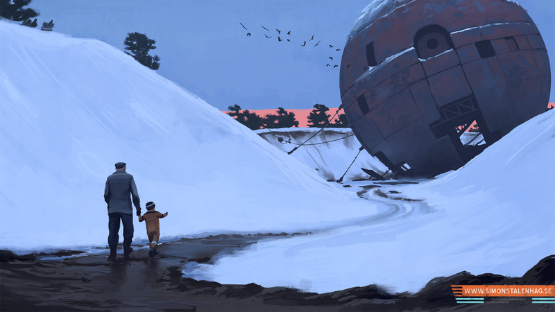 Illustration for article titled Cool paintings show the everyday life of a post-futuristic world